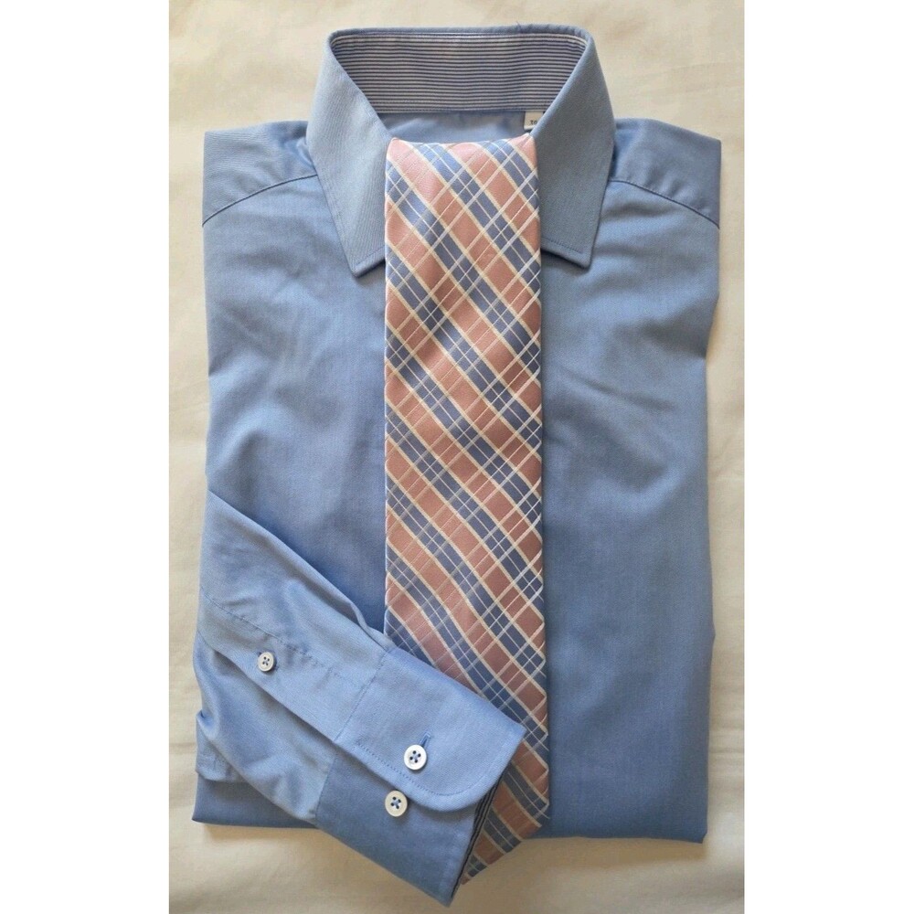 Eterna 1863 Blue Dress Shirt 39EUR/15½US Long Sleeve | Modern Fit, Contrast Trim